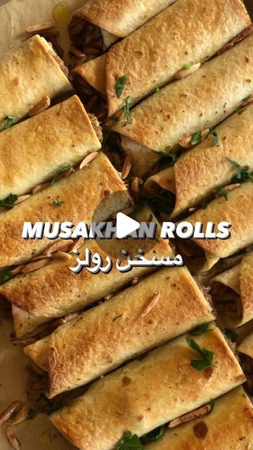 there are many sandwiches cut in half on the table with words that read mushak n rolls