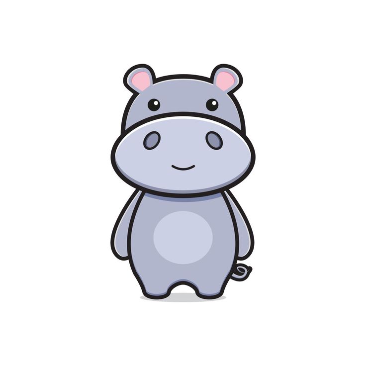 a cartoon hippo standing with its head turned to the side