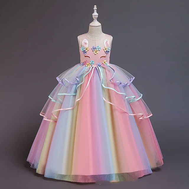 Unicorn Dresses, Rainbow Costumes, Unicorn Outfit, Cheap Party Dresses, Carnival Halloween, Princess Flower, Outfits Dress, Styles Summer, Rainbow Dress