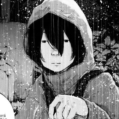 an anime character in the rain with his hand on his hip and looking at something