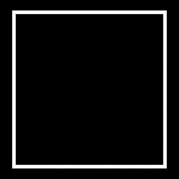 a square white frame on a black background