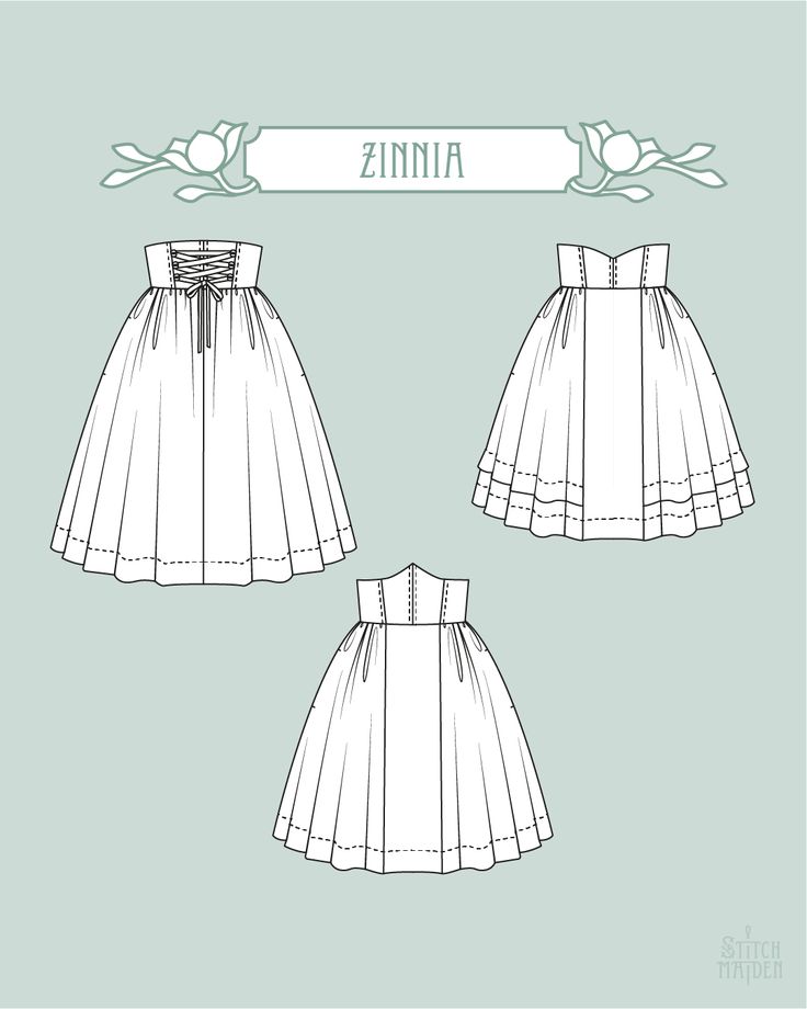 Meet Zinnia ✨ Zinnia is our corset-skirt with sewn-in boning accentuated by a flared skirt - such an elegant vintage classic! Decide if you want to sew a classic rounded (+ lacing) corset waistband, a rounded-down style or the pointed-up style, for very different corset looks. Either way, Zinnia’s silhouette will always be truly flattering to accentuate your waist. As always, side seam pockets are included to add modern practicality. A few more reasons why we love Zinnia: PATTERN FEATURE... Skirt Waistband Pattern, Corset Skirt Pattern, Lace Template, Vintage Skirt Pattern, History Bounding, Corset Looks, Sewing Templates, Corset Skirt, Skirt Patterns Sewing