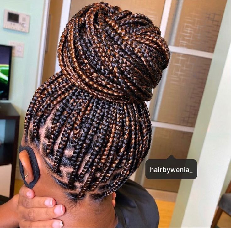 Box Braids In A Bun Black Women, Not Less Box Braids, Knotless Braids For Black Women, Braids Color Ideas, Braid Color Ideas, Braids Color, Colored Box Braids, Colored Braids, African Hair Braiding Styles