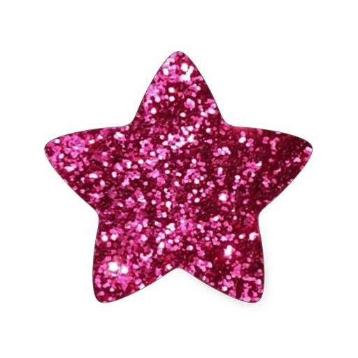 a pink glitter star shaped object on a white background