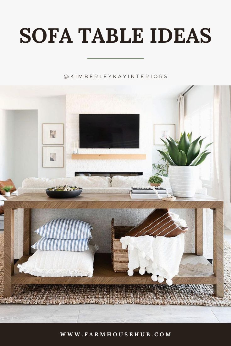 a living room with white walls and wooden furniture in front of a flat screen tv