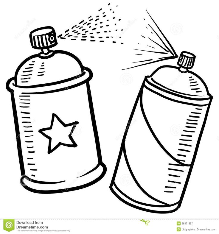 an ink drawing of a spray can and star