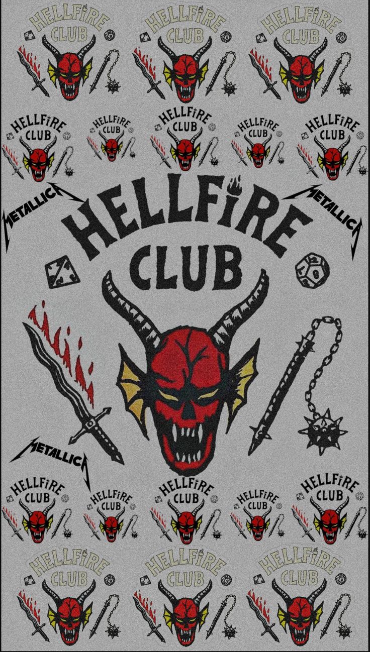 the hellfire club sticker sheet is shown with skulls and swords on it's back