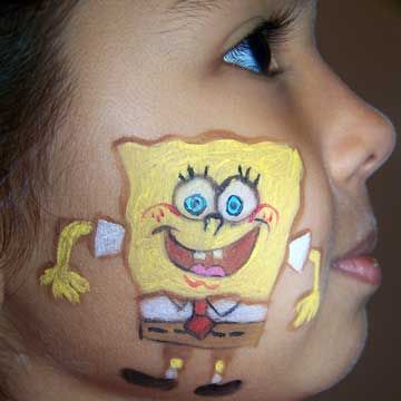 Spongebob Face Paint, Spongebob Face, Spongebob Stuff, Spongebob Faces, Cheek Art, Spongebob Painting, Painting Face, Spongebob Party, Spongebob Birthday