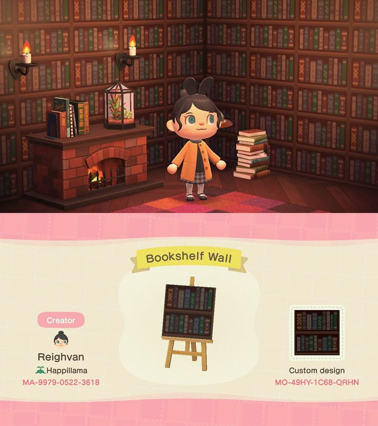 an animal crossing character is standing in front of a book shelf with bookshelves