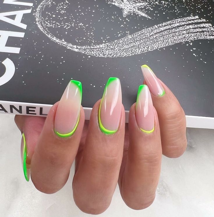 Neon Orange Nails, Neon Yellow Nails, Nail Picking, Neon Nail Polish, Neon Nail Designs, Latest Nail Designs, Neon Green Nails, Classic French Manicure, French Tip Nail Designs