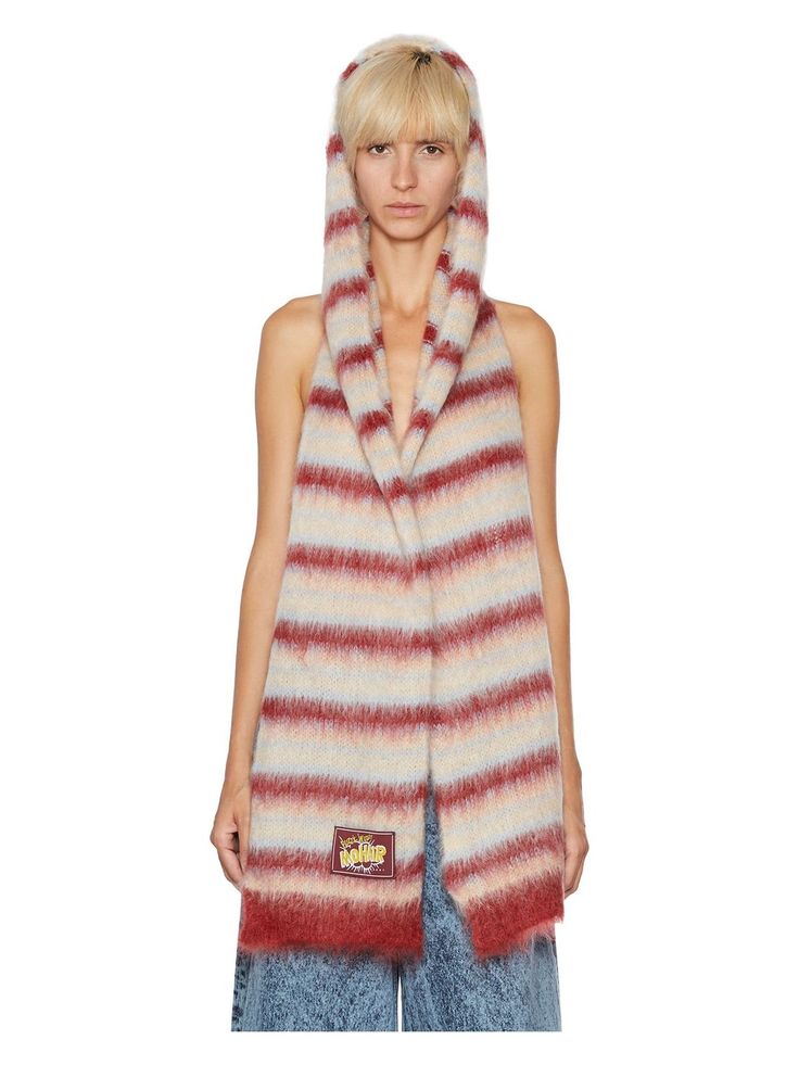 Wrap yourself in cozy comfort with this versatile piece that's as fun as it is functional. Perfect for those chilly days when you want to stay warm but still look stylish. Trust me, you'll wonder how you ever lived without it. Scarf and hood combined for ultimate warmth Chic stripes add a playful touch Made from a luxurious blend of materials for softness Perfect accessory for the FW23 season Available in a vibrant multicolor design | Marni Women's Mohair Scarf Hood | Size Small | GCLMC0090Q0UFU Marni Mohair, Scarf Hood, Hood Hat, Mohair Scarf, Look Stylish, Comforters Cozy, Winter Looks, Trust Me, Stay Warm