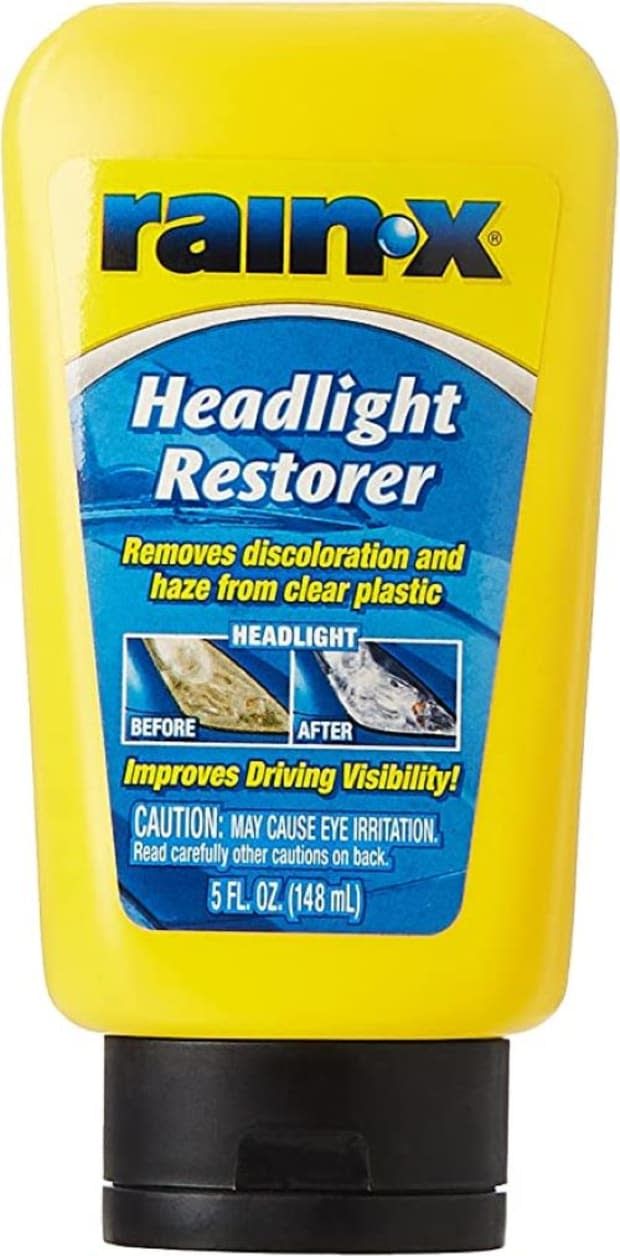 a bottle of rainx headlight restoreer