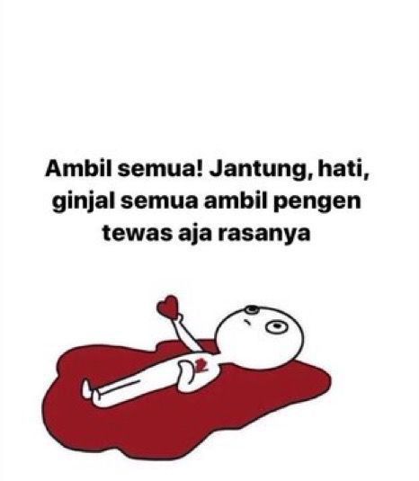 a cartoon character laying on top of a bed with the caption saying, ambil semu janung, hat, gin