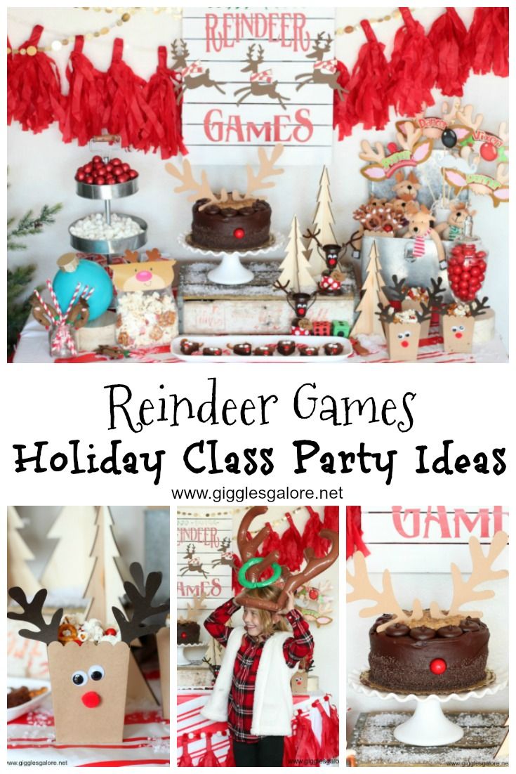 reindeer games and holiday class party ideas for kids to play in the christmas themed classroom