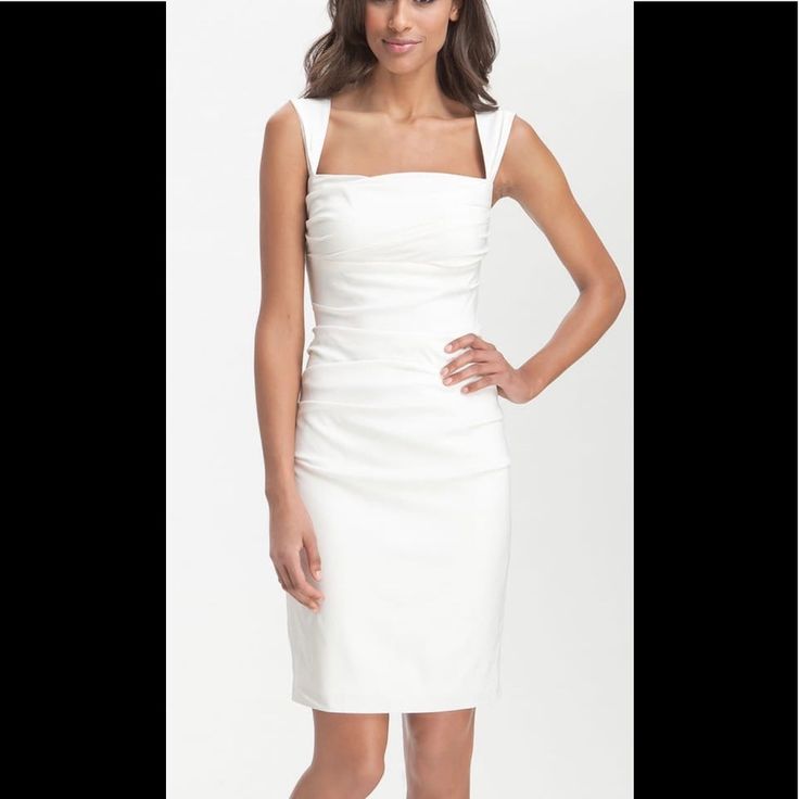 Ivory Cocktail Dress. Size 6. New With Tags. White Dress With Flattering Silhouette And Fitted Bodice, White Dress With Fitted Bodice And Flattering Silhouette, Elegant White Mini Dress With Flattering Silhouette, Classic White Dress For Date Night, White Mini Dress With Flattering Silhouette, Classic White Lined Dress, White Cocktail Dress With Flattering Silhouette, Classic White Mini Dress For Party, White Cocktail Dresses With Flattering Silhouette