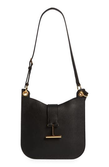 Signature T-shaped hardware brings discreet branding to an iconic Tom Ford top-handle bag crafted of beautifully grained leather. A detachable strap that easily converts for shoulder to crossbody wear offers another carrying option for styling versatility. Magnetic-snap tab closure Adjustable top-carry handle; removable, adjustable shoulder strap Interior zip pocket Lined Leather Made in Italy Designer Handbags Tan Textured Leather Shoulder Bag For Evening, Modern Shoulder Bag For Work With Gold-tone Hardware, Modern Structured Satchel With Gold-tone Hardware, Modern Shoulder Bag With Branded Hardware, Modern Top Handle Shoulder Bag With Metal Hardware, Modern Tan Satchel For Office, Tan Shoulder Bag With Palladium Hardware For Work, Timeless Crossbody Shoulder Bag With Branded Hardware, Everyday Structured Shoulder Bag With Gold-tone Hardware