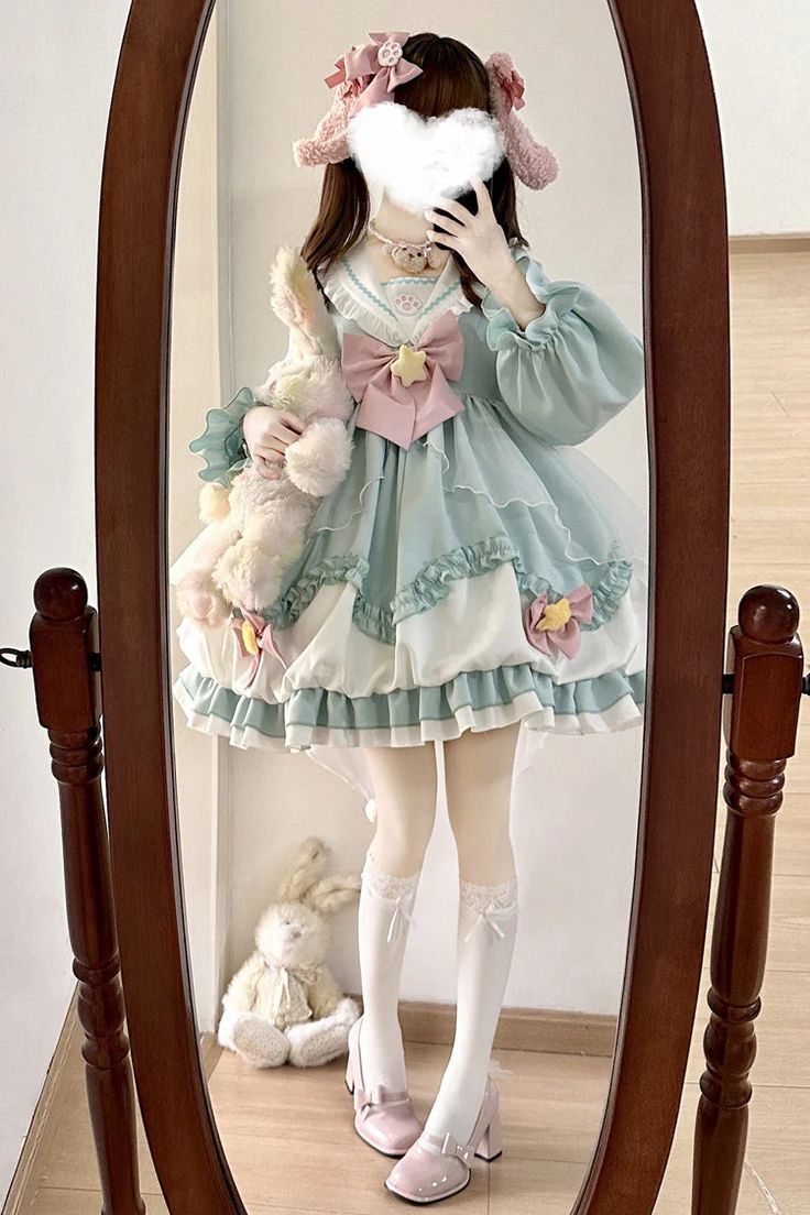 [Pray Star] Long Sleeves Double-Layered Ruffle Bowknot Stitching Lace Sweet Lolita Dress 5 Colors Gothic Princess, Punk Dress, Sweet Lolita, Lace Fashion, Lolita Dress, Gothic Lolita, Blue Dresses, Red Dress, Color Blue