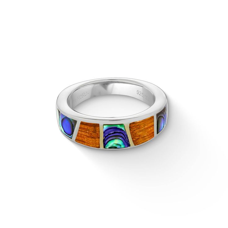 18K Yellow Gold and Sterling Silver Ring with Koa Wood and Abalone Inlay.This ring is available in a Size 8 and cannot be sized. If you wish to Special Order this ring in a different size, please contact Na Hoku Customer Service. Luxury Opal Inlay Ring Gift, Koa Wood, Sterling Silver Ring, Sterling Silver Rings, Silver Ring, Silver Rings, Ring Size, Customer Service, Yellow Gold