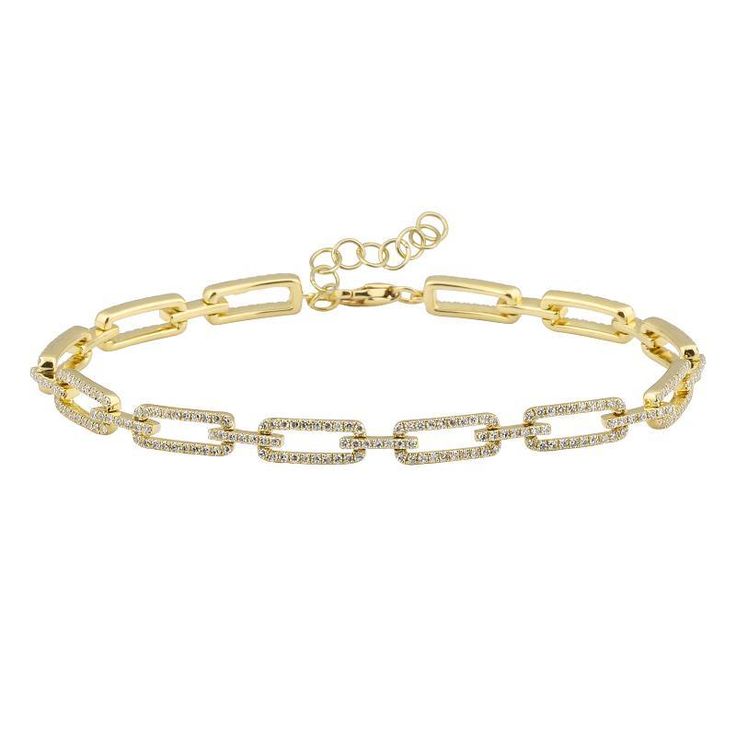 Elegant gold chain link bracelet with diamond accents from our luxury jewelry collection Shine On, The Thing, To Shine, Micro Pave, Pave Diamonds, Chain Lengths, Link Bracelets, Diamond Shapes, No More