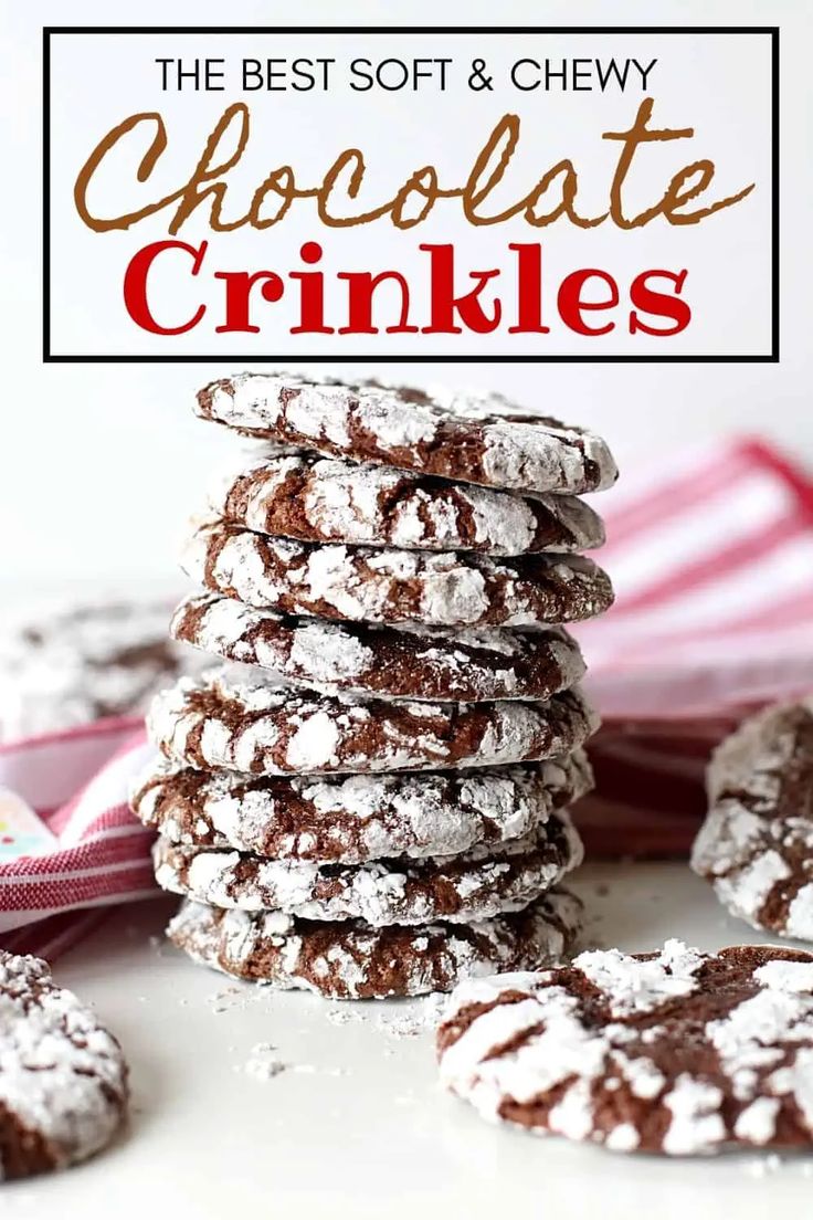 the best soft and chewy chocolate crinkles are made with powdered sugar