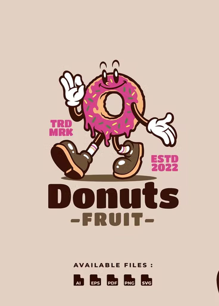 a donut logo with the words, donuts - fruit available files are included