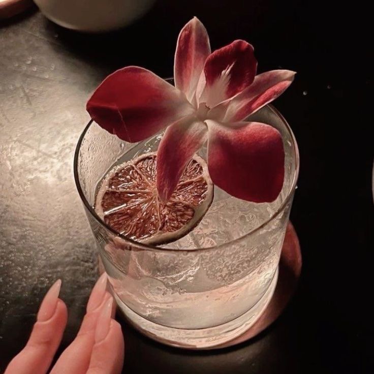 a flower in a glass filled with water