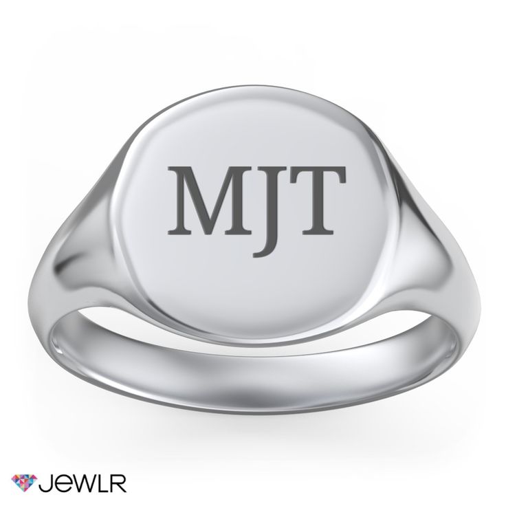 Famously known as the “gentleman’s ring,” this classic round signet ring is the perfect gift for commemorating a special occasion or event, such as a birthday, graduation, anniversary, or retirement. Personalize with an engraving on the ring’s flat surface, with the option of adding a base engraving. Customize in your choice of sterling silver or white, yellow, and rose gold. Timeless Formal Engraved Ring With Hallmarks, Classic Engraved Promise Ring With Classic Design, Formal Silver Initial Ring, Classic Engraved White Gold Ring, Classic White Gold Signet Ring With Round Cut, Heirloom Domed Signet Ring Gift, Elegant Classic Design Signet Ring For Anniversary, Elegant Signet Ring With Classic Design For Anniversary, Modern Signet Ring For Anniversary