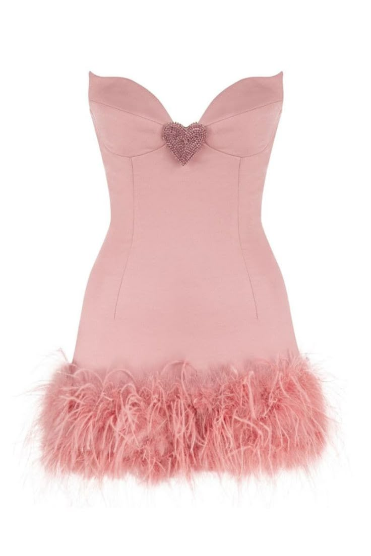 ROSY FEATHER STRAPLESS MINI DRESS | Sudi Etuz | CULT MIA Feather Outfit Fashion, Cult Mia Dress, Outfit For Fashion Show, Bandeau Dress, Handmade Heart, Dresses By Length, Strapless Mini Dress, Pink Outfits, Girly Fashion