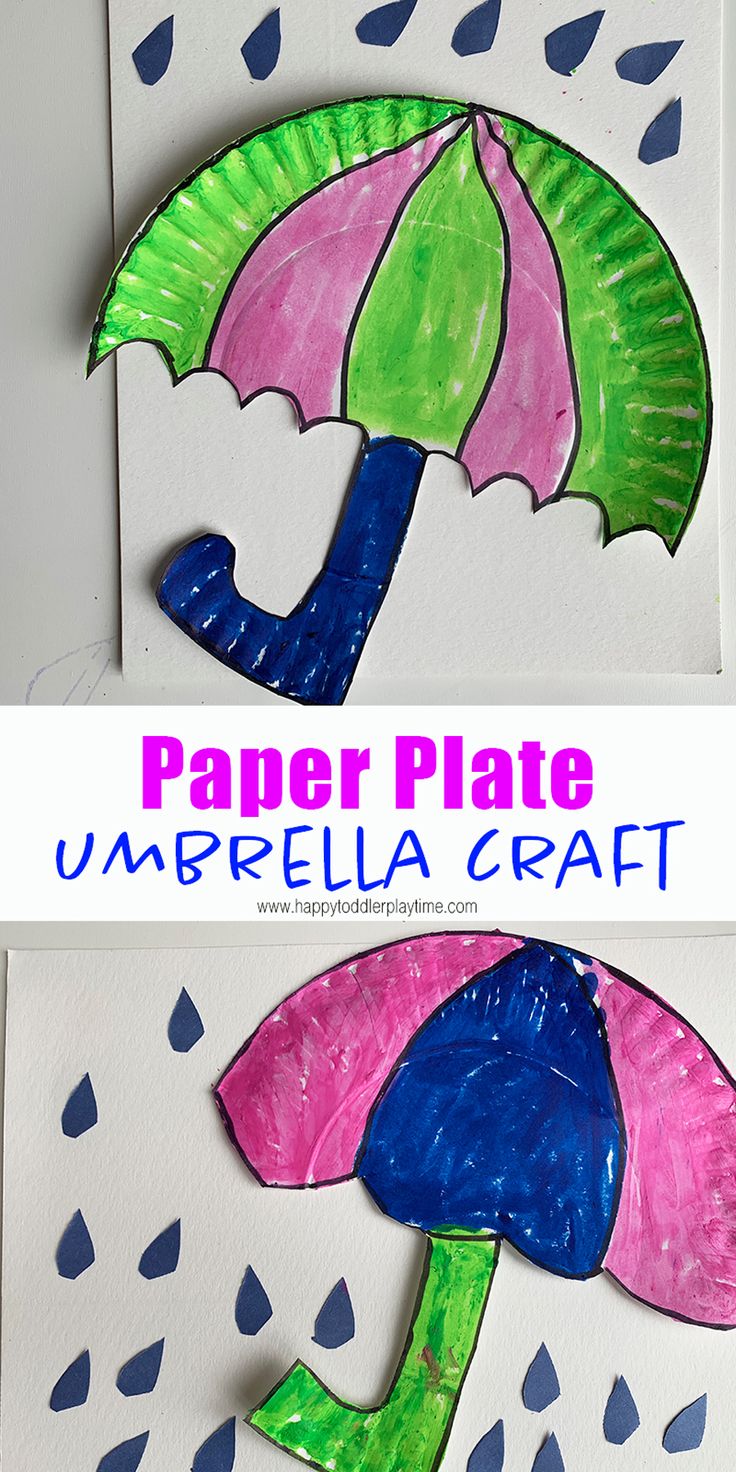 paper plate umbrella craft for kids to make