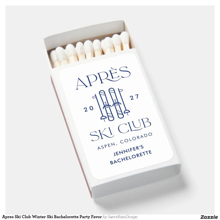 an unopened box of matches with the words apres on it and two white matches