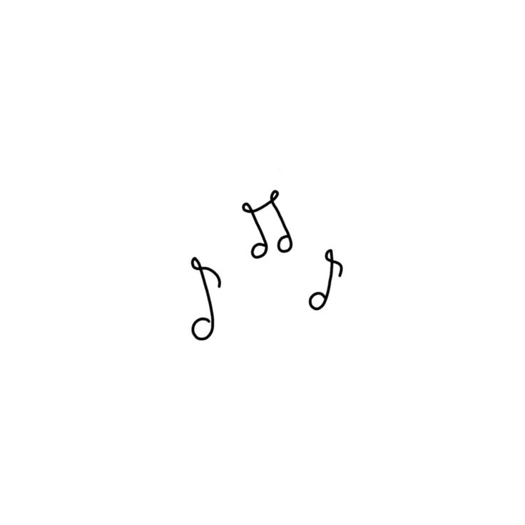 three musical notes are drawn in black ink on a white background