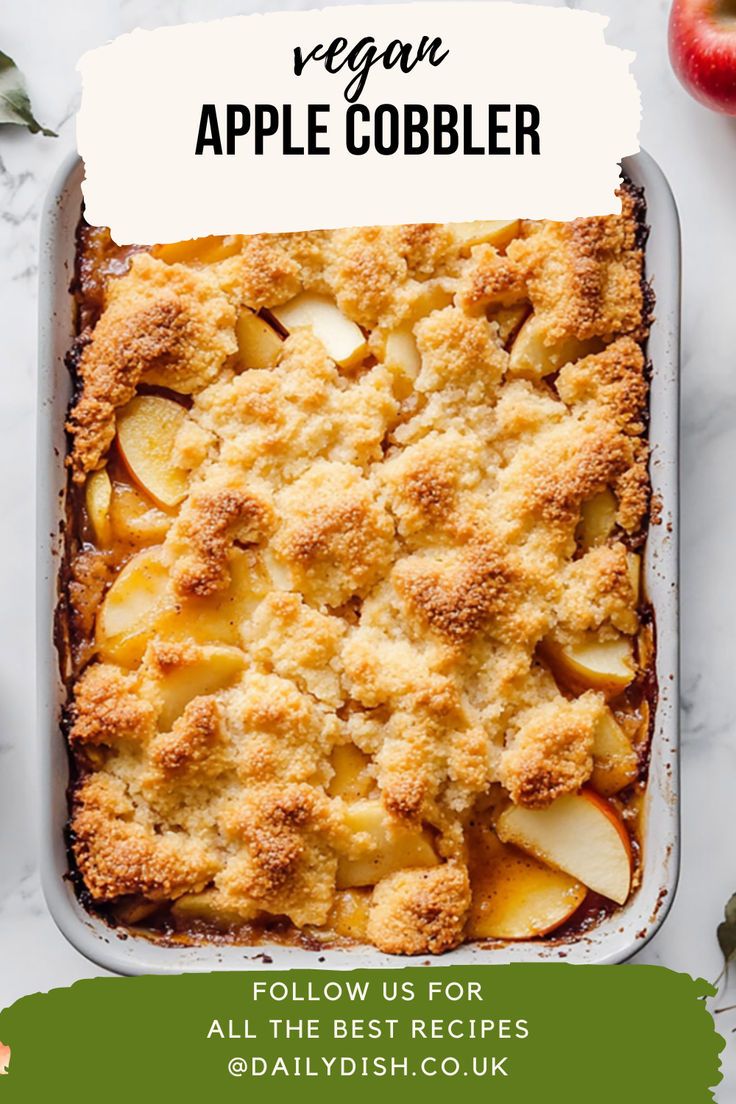 Vegan Apple Cobbler Vegan Apple Crumble Recipe, Vegan Apple Desserts, Vegan Apple Cobbler, Vegan Cake Mix, Vegan Apple Crumble, Cake Mix Cobbler, Apple Crumble Recipe, Vegan Apple, Apple Cobbler