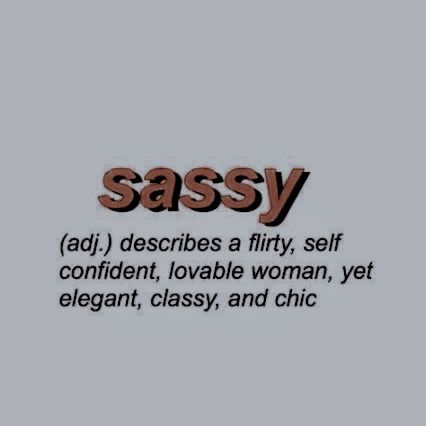 the words sassy are written in black and white on a gray background with an orange border