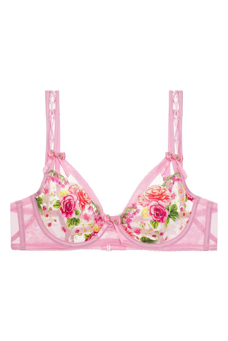 Meet you in the garden.FOR LOVE & LEMONS FOR VICTORIA'S SECRET: An exclusive collaboration that blends dreamy confidence with thoughtful detailing, giving each piece a unique and feminine feel. Feminine Floral Print Underwire Bra, Feminine Spring Bra With Floral Print, Feminine Floral Print Bra For Spring, Spring Feminine Bra With Floral Print, Feminine Spring Floral Print Bra, Spring Feminine Floral Print Bra, Feminine Underwire Bra For Spring, Spring Feminine Underwire Bra, Feminine Pink Bra For Spring