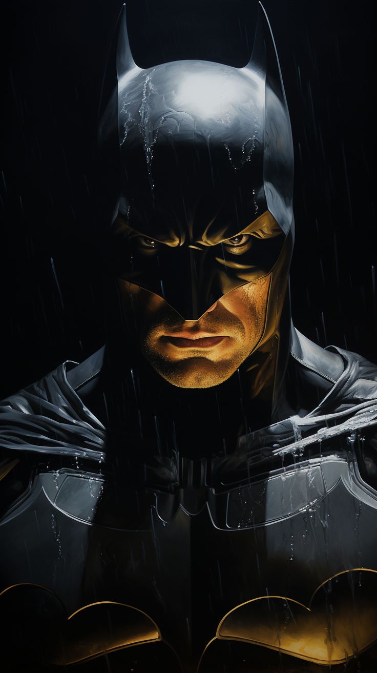 batman in the rain with his eyes closed