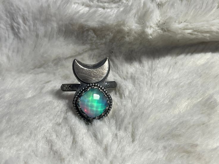 Aurora Opal, Moon Ring, Silver Moon, Handmade Necklace, Handmade Necklaces, Turquoise Ring, The Stone, Statement Rings, Aurora