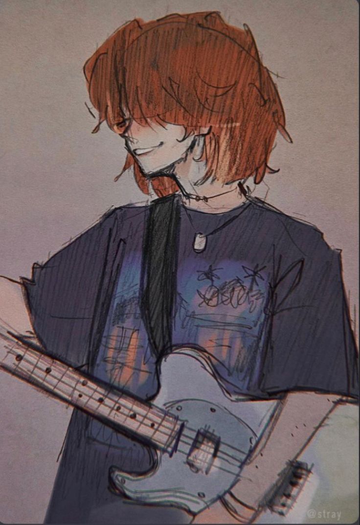 a drawing of a person with a guitar