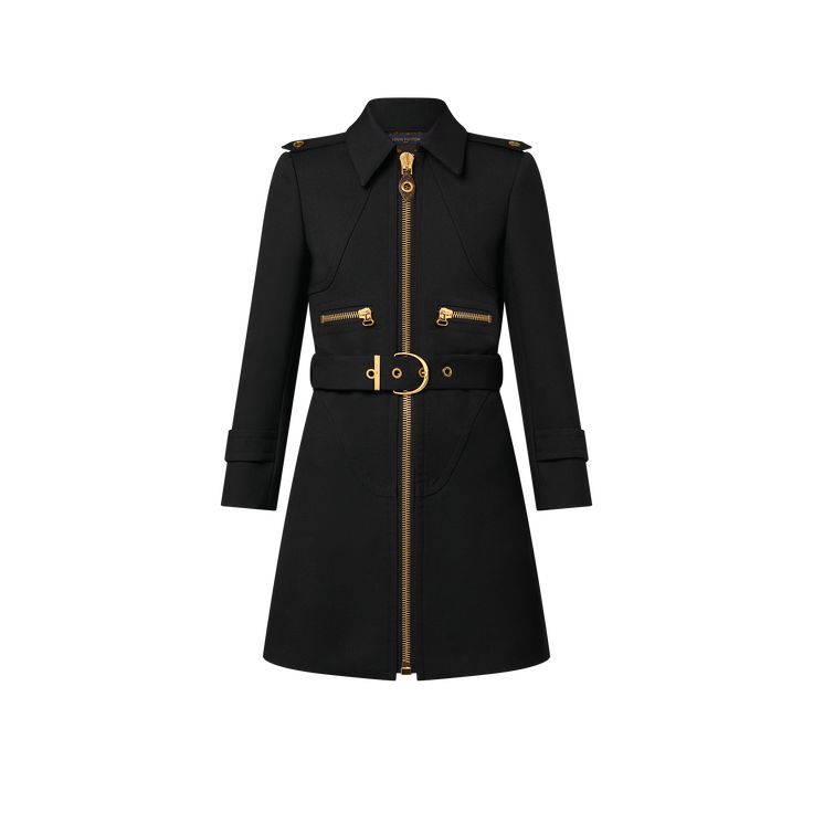 This elegant belted coat is crafted from lightly textured wool hopsack for a structured look which is underscored with a smart collar, epaulettes, wrist tabs and topstitch detailing. Golden hardware adds a chic metallic accent, while a monogram canvas zipper puller completes the look with a discreet signature Louis Vuitton Coat, Adidas Track Pants Outfit, Black Cashmere Coat, Racing Jacket Outfit, Long Coat Outfit, Kash Doll, Trench Coat Outfit, Classy Winter Outfits, Louis Vuitton Belt