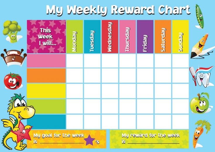 a reward chart for kids with cartoon characters on the front and bottom half of it