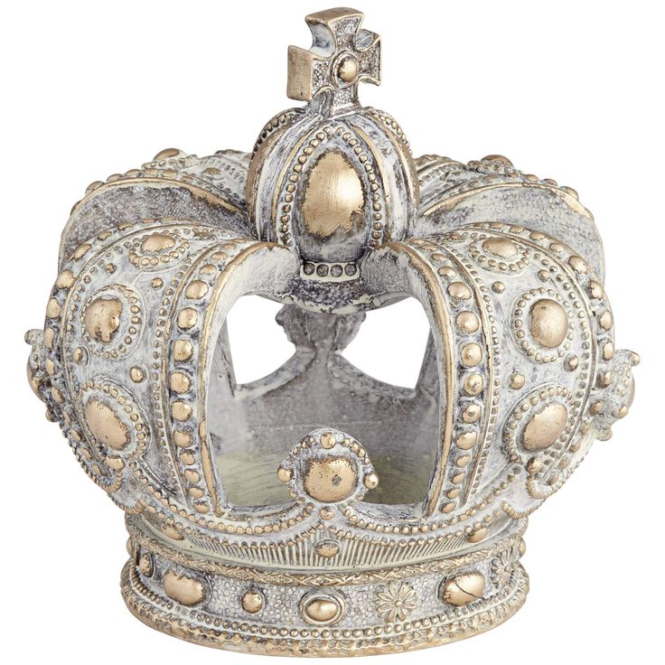 a silver and gold crown on a white background