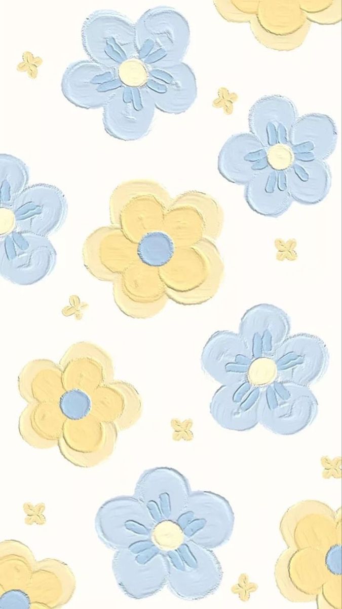 an image of blue and yellow flowers on a white background