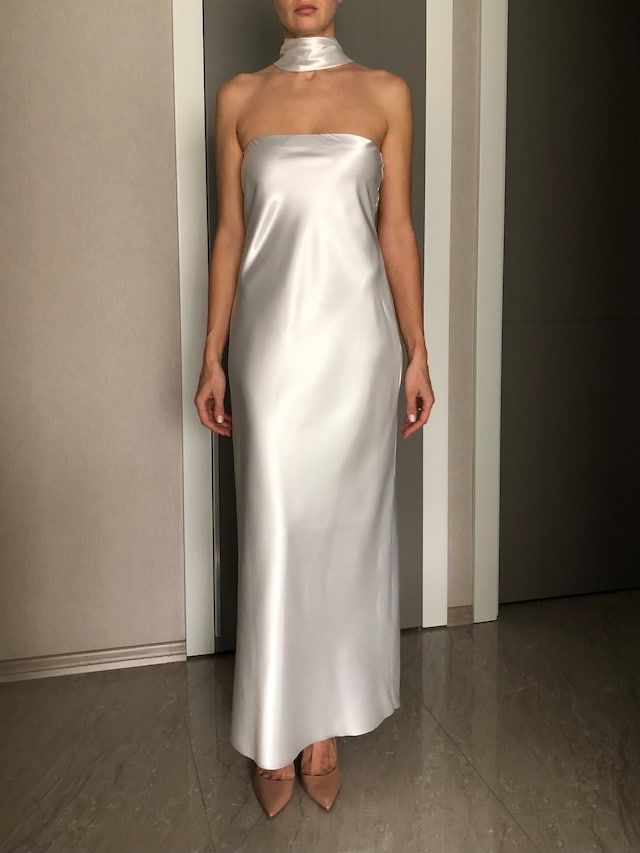 atelierLenaZh - Etsy UK Simple Satin Maxi Dress, Tube Silk Dress, Bridesmaid Slip Dress, Silk Bridesmaids Dresses, Silk Tube Dress, Satin White Dress, Silver Silk Dress, Silk Dress White, Strapless Satin Dress