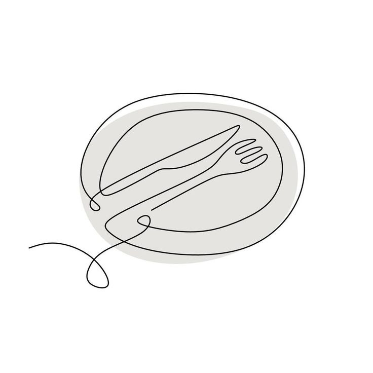 a drawing of a knife and fork on a plate