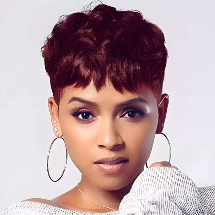 Synthetic Short Pixie Cut Wigs for Black/White Women Wavy Hair Wig with Bangs | eBay Short Black Wigs, Trendy We Fryzurach, Pixie Cut With Bangs, Natural Wavy Hair, Short Hair Wigs, Women's Hairstyles, Sassy Hair, Pixie Cut Wig, Short Pixie Cut