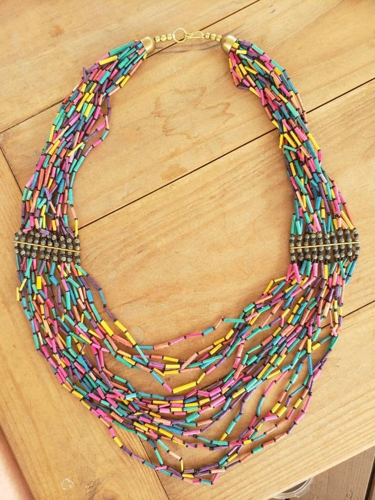 Pink, Purple, Yellow and Teal Bamboo Beads Multi Strand Vintage  Necklace With Hook Closure. Cool Statement Piece! * Please see all photos and zoom in as they are part of the description. Remember, "vintage" is not new. My items are pre-loved and may show signs of age and/or wear. Bamboo Beads, Yellow And Teal, Metal Belt, Multi Strand Necklace, Strand Necklace, Leather Tooling, Multi Strand, Vintage Necklace, Belt Buckles