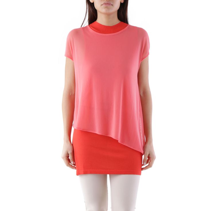 Brand: Olivia Hops Gender: Women Type: Knitwear Color: Red Neckline: Round Neck Sleeves: Short Sleeve Season: Spring/Summer Chic Pink Viscose Top, Spring Viscose Knit Top For Layering, Casual Pink Viscose Tops, Pink Viscose Tops For Summer, Chic Red Knit Top For Spring, Casual Red Fine Knit Top, Pink Viscose Tops For Spring, Stretch Viscose Knit Top For Summer, Red Knit Top For Summer