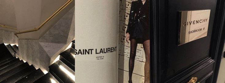 the entrance to saint laurent's new york city store is pictured in this image