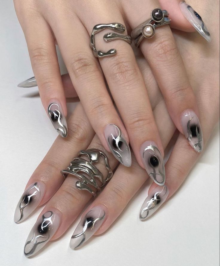 Punk Nails, Edgy Nails, Goth Nails, Grunge Nails, Makijaż Smokey Eye, Pretty Gel Nails, Soft Nails, Minimalist Nails, Dream Nails