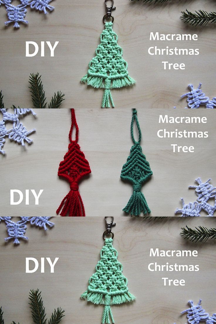 crochet christmas tree ornament is shown with instructions to make the ornaments