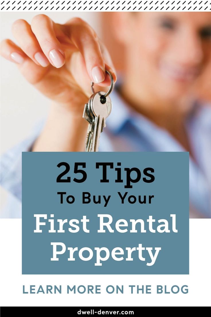 a woman holding keys with the text 25 tips to buy your first rental property learn more on the blog